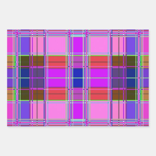 Pink tartan Fabric Pattern Cloth Madras Geschenkpapier Set (Vorderseite 2)