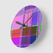 Pink tartan Fabric Pattern Cloth Madras Runde Wanduhr (Winkel)
