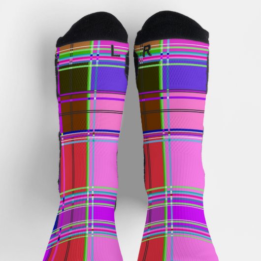 Pink tartan Fabric Pattern Cloth Madras Socken (Oben)