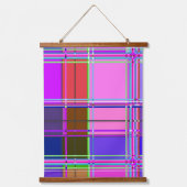 Pink tartan Fabric Pattern Cloth Madras Wandteppich Mit Holzrahmen (Vorderseite)