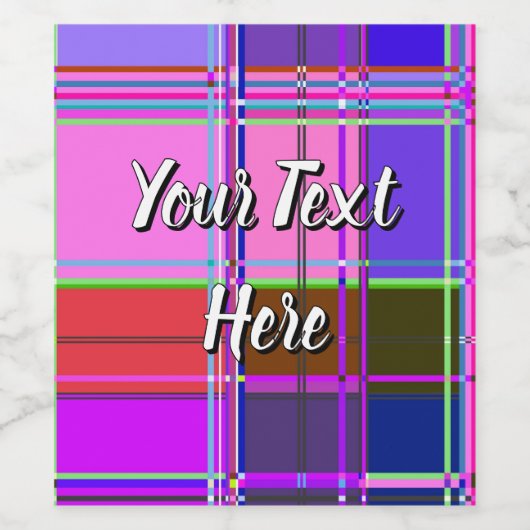 Pink tartan Fabric Pattern Cloth Madras Weinetikett (Einzelnes Label)