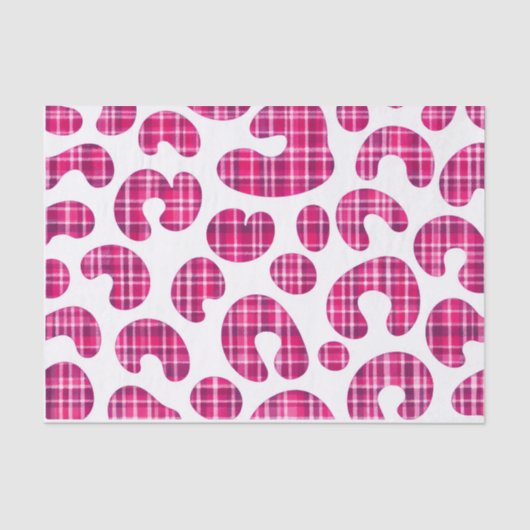Pink Tartan Leopard Print Scottish Tissue Paper Seidenpapier (Vorderseite)
