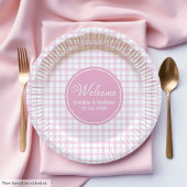 Pink Tartan Paper Plates Chic Custom Name Birthday Pappteller
