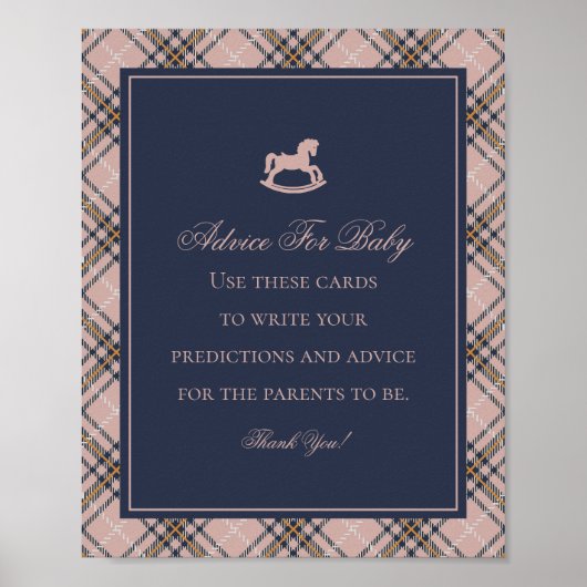 Pink Tartan Plaid Classic Rocking Advice for Baby Poster (Vorne)