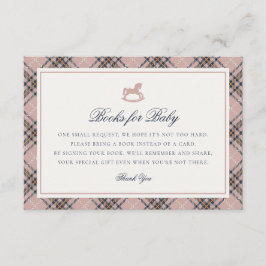 Pink Tartan Plaid Rocking Horse Baby Books Card Begleitkarte