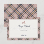 Pink Tartan Plaid Rocking Horse Detail Insert Card (Vorne/Hinten)