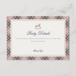 Pink Tartan Plaid Rocking Horse Detail Insert Card