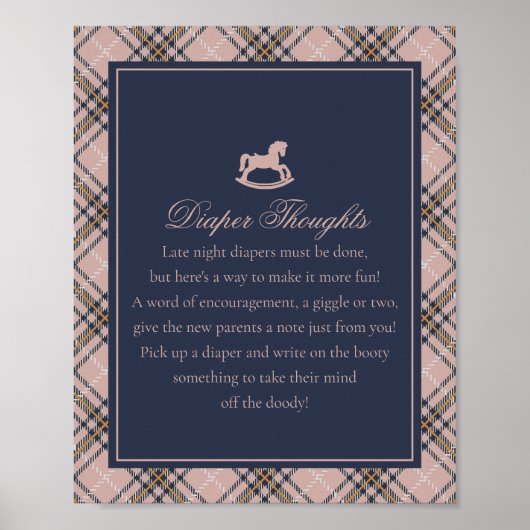 Pink Tartan Plaid Rocking Horse Diaper Thoughts Poster (Vorne)