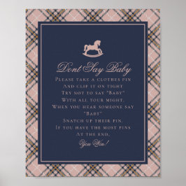 Pink Tartan Plaid Rocking Horse Dont Say Baby Poster