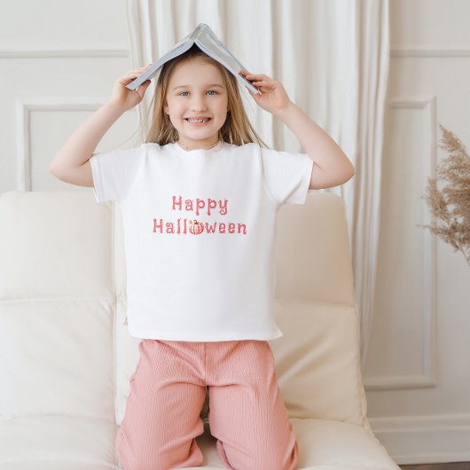 Pink Tartan Pumpkin Happy Halloween T-Shirt