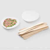 Pink Tartan Scottish Monstera Watercolour Botanic Fächer (Non-assembled)