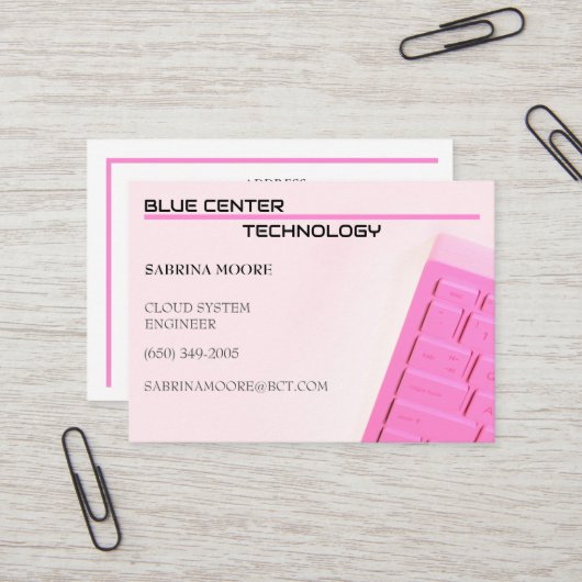 Pink-Tastatur-Informationstechnologie Visitenkarte (Vorderseite/Rückseite Beispiel)