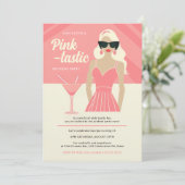 Pink-tastisches Cocktail Party Geburtstag Einladung (Stehend Vorderseite)