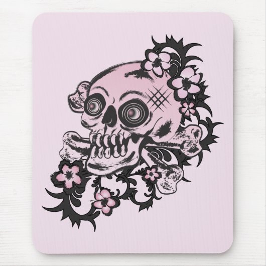 Pink Tattoo Skull Mousepad (Vorne)