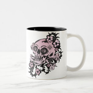 Pink Tattoo Skull Zweifarbige Tasse