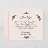 Pink Taufe für Baby Girl Danke Karte (Vorne/Hinten)