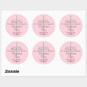 Pink Taufe Tochter Silver Cross Vielen Dank Runder Aufkleber (Blatt)