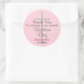 Pink Taufe Tochter Silver Cross Vielen Dank Runder Aufkleber (Tasche)