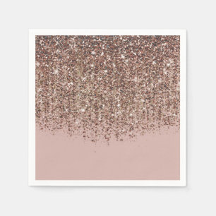 Pink Taupe Bronze Gold Glitzer Glam Party Serviette