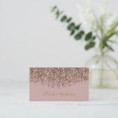 Pink Taupe Bronze Gold Glitzer Glam Visitenkarte (Stehend Vorderseite)