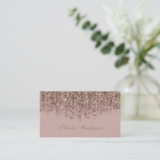 Pink Taupe Bronze Gold Glitzer Glam Visitenkarte (Stehend Vorderseite)