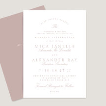 Pink Taupe Classic Calligraphy Formal Wedding