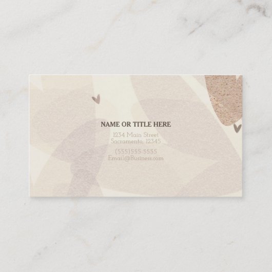 Pink & Taupe Herz Modernes Chic Whimsical Visitenkarte (Rückseite)