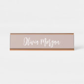 Pink Taupe Sketched Curry Script Schreibtischnamensplakette (Vorderseite )