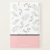Pink Taupe Wasserfarbe Floral 2019 Personalisiert Planer (Rückseite)