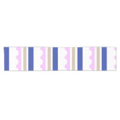 Pink Taupe White Blue Strip Scallop Muster Druck Kurzer Tischläufer (Horizontal)