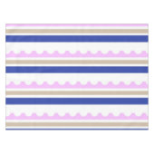Pink Taupe White Blue Strip Scallop Muster Druck Tischdecke (Vorderseite (Horizontal))