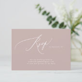 Pink Taupe White Simple QR Code Wedding Website RSVP Karte (Stehend Vorderseite)