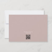 Pink Taupe White Simple QR Code Wedding Website RSVP Karte (Rückseite)
