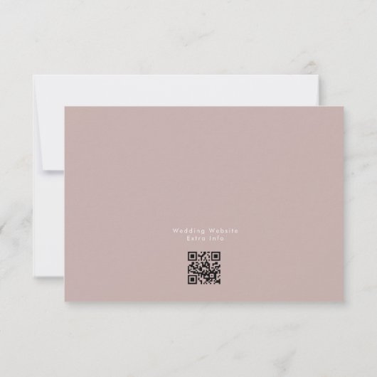 Pink Taupe White Simple QR Code Wedding Website RSVP Karte (Rückseite)