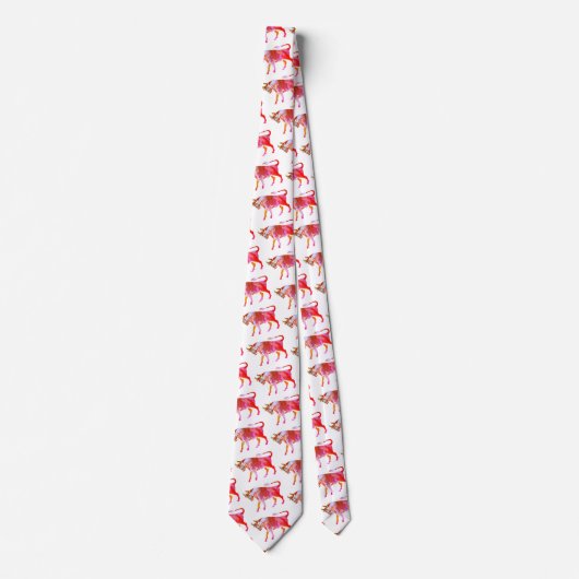 Pink Taurus Zodiac Sign Krawatte (Vorderseite)