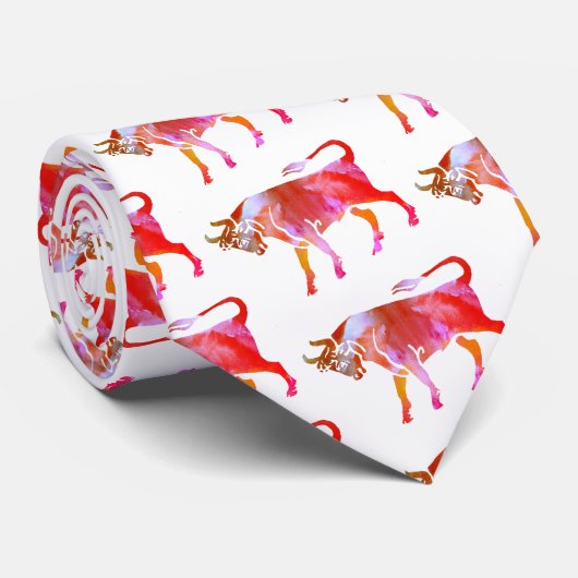 Pink Taurus Zodiac Sign Krawatte (Gerollt)