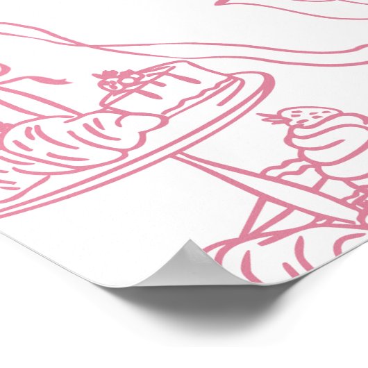 Pink Tea Chinoiserie Bow Custom Sign Poster (Ecke)