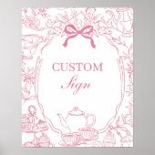 Pink Tea Chinoiserie Bow Custom Sign Poster (Vorne)