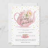 Pink Tea Party Baby Sprinkle Einladung (Vorderseite)