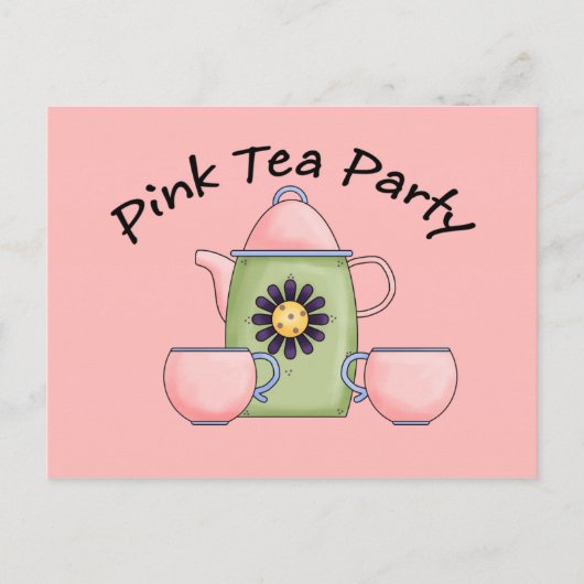 Pink_Tea_Party Einladungspostkarte (Vorderseite)