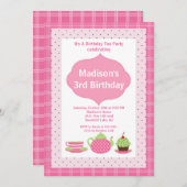 Pink Tea Party Foto Geburtstagsparty Einladung (Vorne/Hinten)