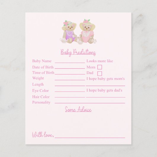 Pink Tea Party Kinderdusche Vorhersagen und Ratsch (Vorderseite)