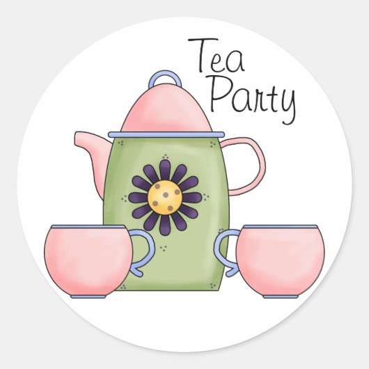 Pink Tea Party - Maßgeschneidert Runder Aufkleber (Vorderseite)