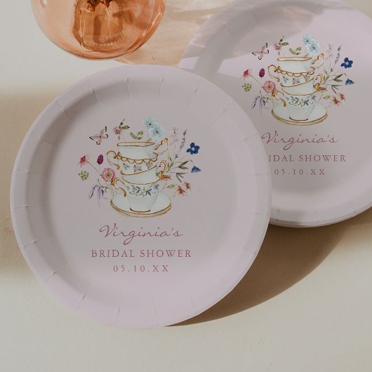 Pink Tea Party Papierplatte Pappteller