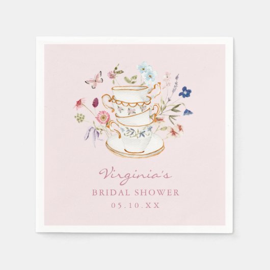 Pink Tea Party Papierplatte Serviette (Vorderseite)