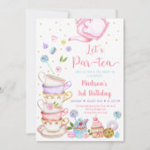 Pink Tea Party Zum Geburtstag Par-Tee Einladung (Vorderseite)