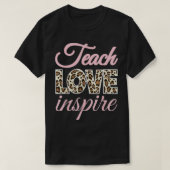 Pink Teach Love Inspire Cute Leopard Cheetah Print T-Shirt (Design vorne)