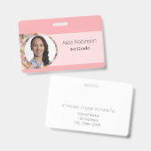 Pink Teacher Moderne Stilvolle Mitarbeiter-ID Ausweis (Vorder- & Rückseite)