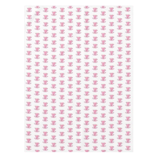Pink Teacup Handgemalt Wasserfarbe Girly Pattern Tischdecke (Vorderseite)