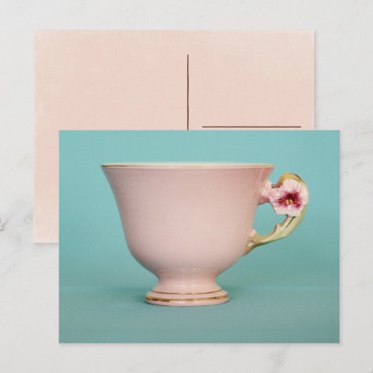 Pink Teacup Postkarte (Vorne/Hinten)